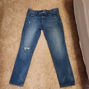 LOFT Distressed Boyfriend Jeans in Classic Blue